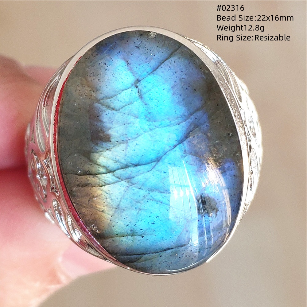 Turquoise Stone Ring - Natuurlijke kleurrijke labradoriet verstelbare ring edelsteen