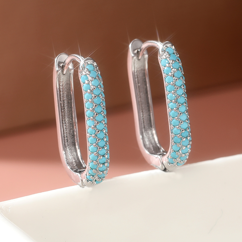 Turquoise Stone Ring - Prachtige inleg imitatie turquoise hoepel oorbellen
