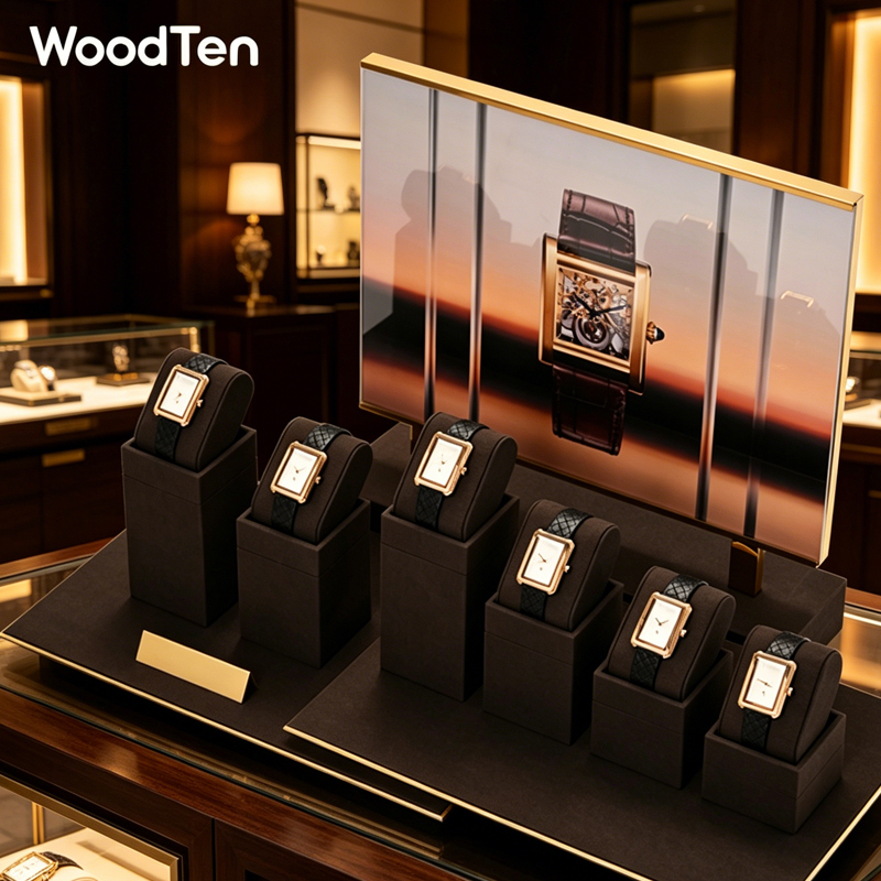 Watches Jewelry Holder - WoodTen Microfibe Horlogestandaard Horlogehouder Sieradenorganisator Displaystandaard