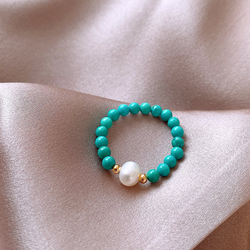 Turquoise Stone Ring - Nieuwe collectie trendy natuurlijke zoetwaterparel en