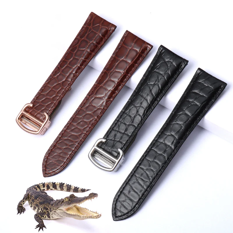 Cartier Watch Santos - Alligator lederen horlogeband voor Cartier Solo