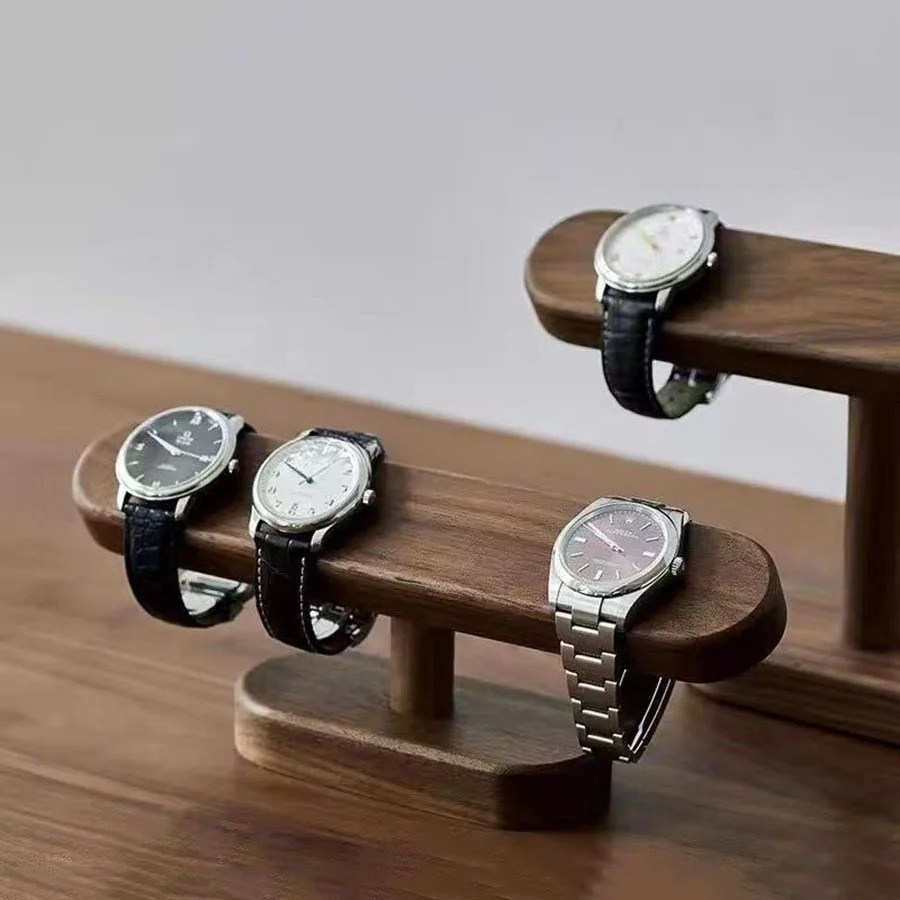Walnootkleurige horloge-displa - Watches Jewelry Holder recensie en prijs