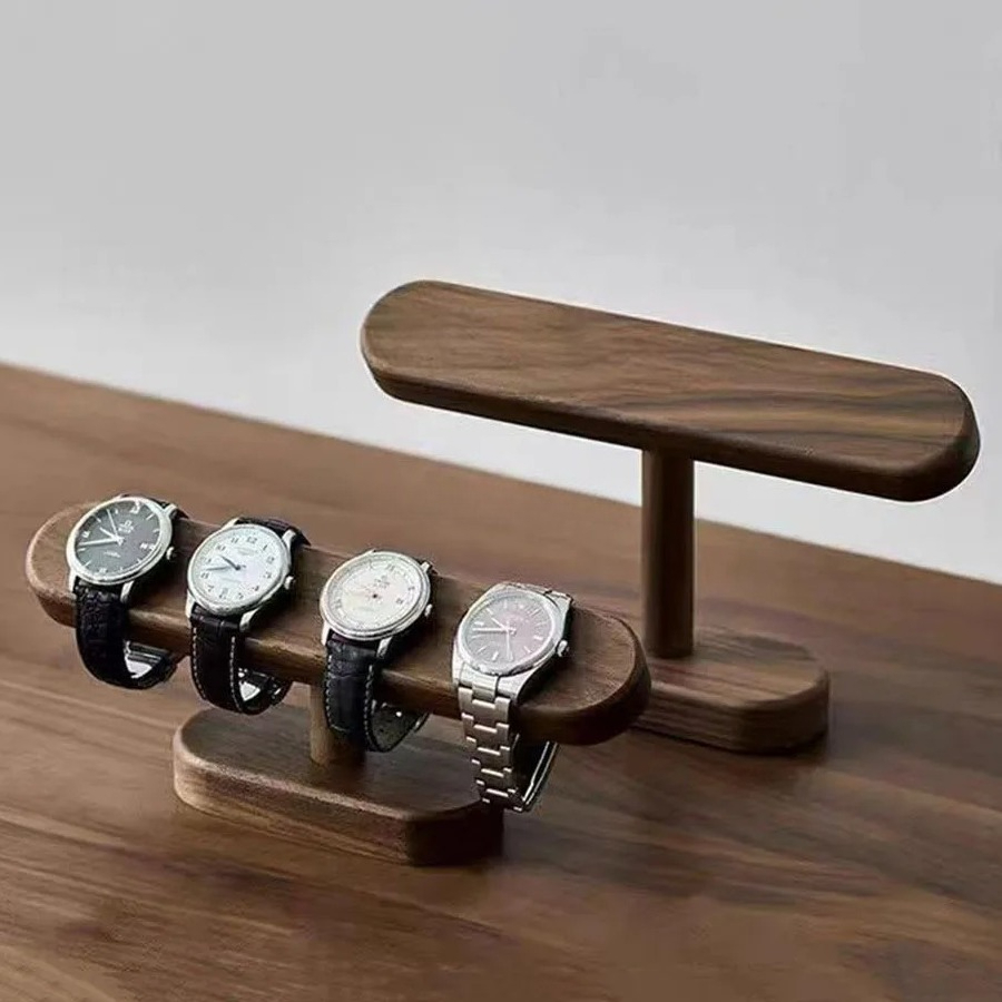 Walnootkleurige horloge-displa - Watches Jewelry Holder recensie en prijs