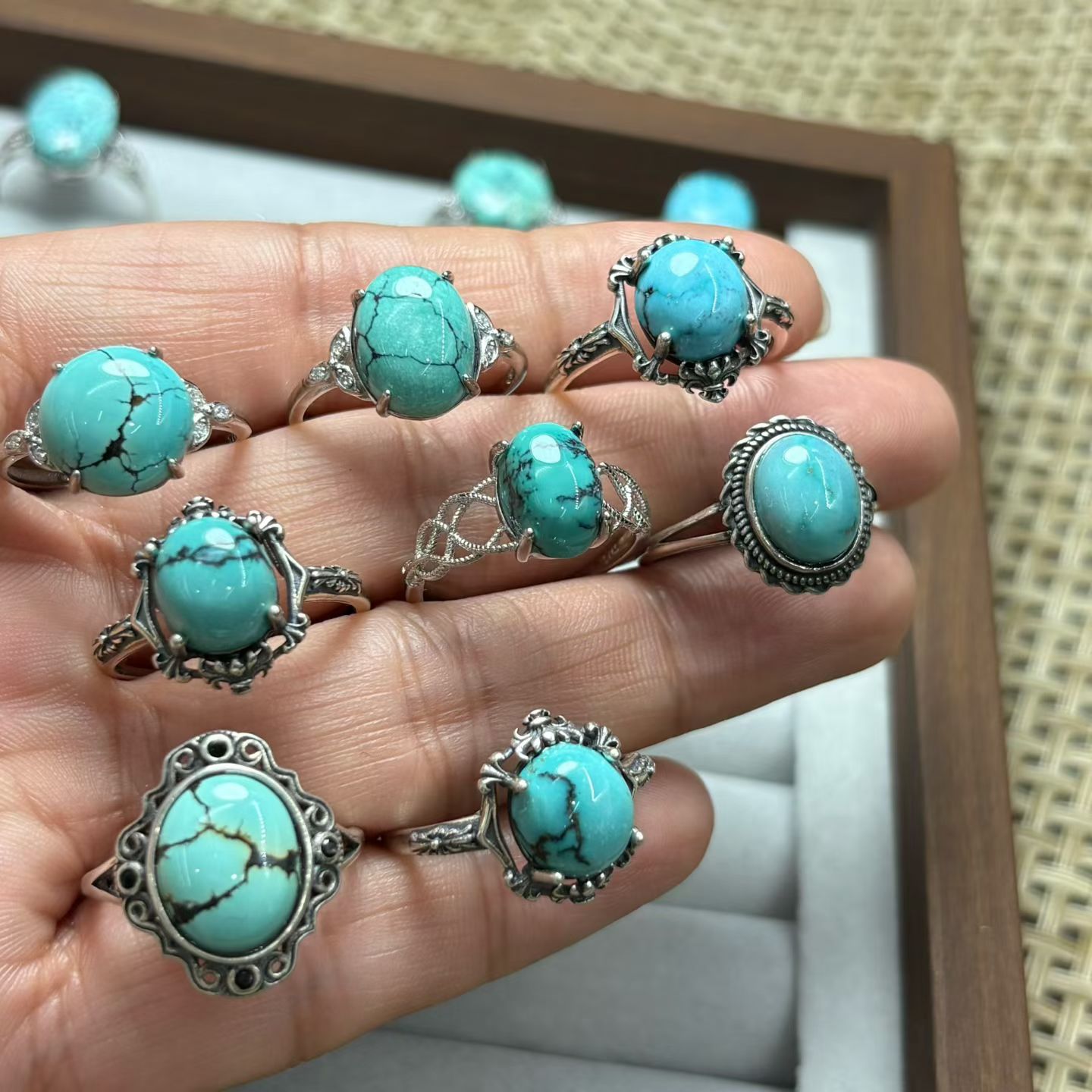 1 Pc Fengbaowu Natuurlijke Tur - Turquoise Stone Ring recensie en prijs