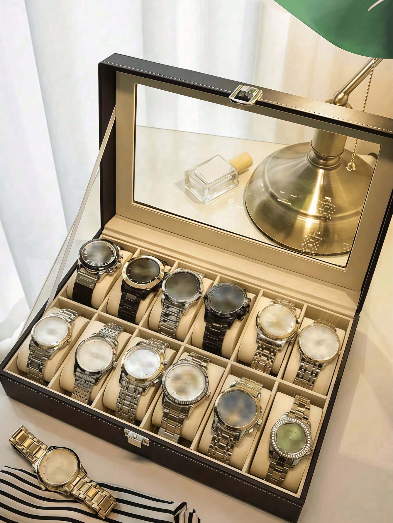 Leren horlogedoos met slot, gr - Jewelry Box Organizer Watches recensie en prijs