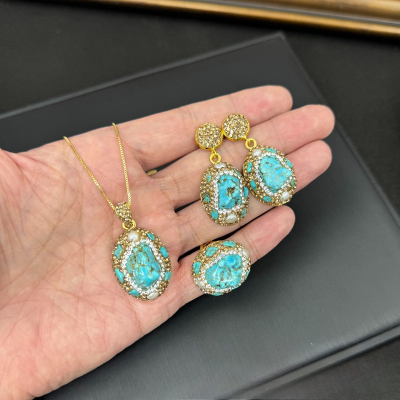 Elegante dames sieradenset 3-d - Turquoise Stone Ring recensie en prijs