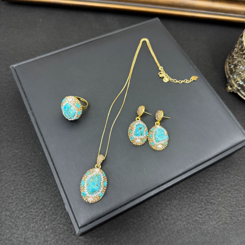 Elegante dames sieradenset 3-d - Turquoise Stone Ring recensie en prijs
