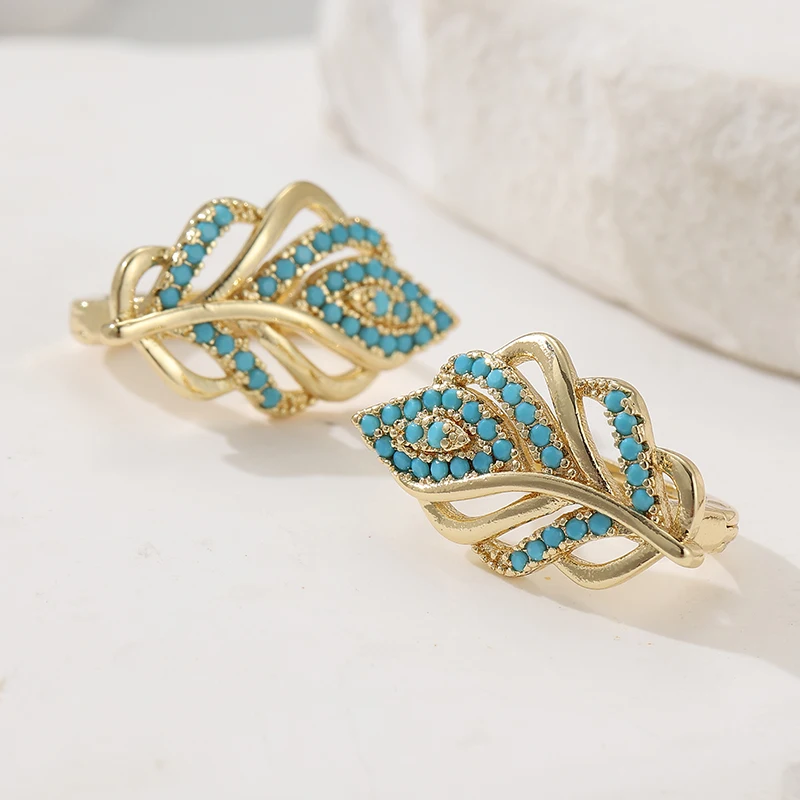 Creatieve bladvormige oorringe - Turquoise Stone Ring recensie en prijs